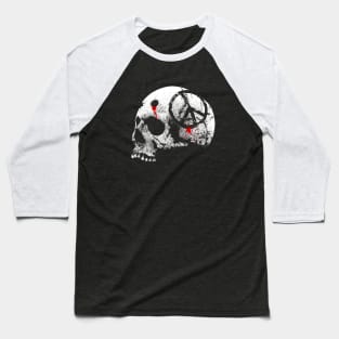 Peace Symbol Skull-Helmet-Motorcycle-War Baseball T-Shirt